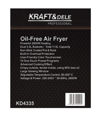 Friteuza cu aer cald Airfryer 11L 2800W cu 2 cosuri si 10 programe (KD4335) [13]