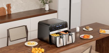 Friteuză cu aer cald fara ulei 9L 2500W cos dublu doua camere + LCD (KD4180) [13]