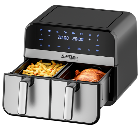 Friteuză cu aer cald fara ulei 9L 2500W cos dublu doua camere + LCD (KD4180) [3]