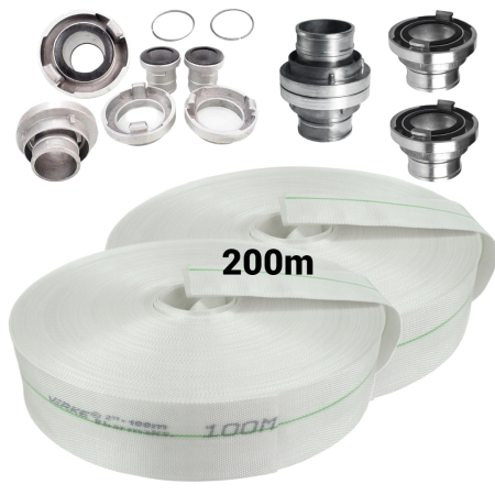 Pachete promotionale - Furtun apa pompieri 200m 2 tol 8bar + racorduri conectori complet (V60137+(2))