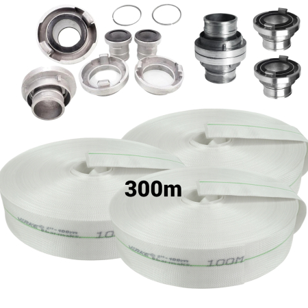 Produse noi (necategorizate) - Furtun apa pompieri 300m 2 tol 8bar + racorduri conectori complet (V60137+(3))