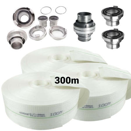 Pachete promotionale - Furtun apa pompieri 300m 3 tol 8bar + racorduri conectori complet (V60147+(3))