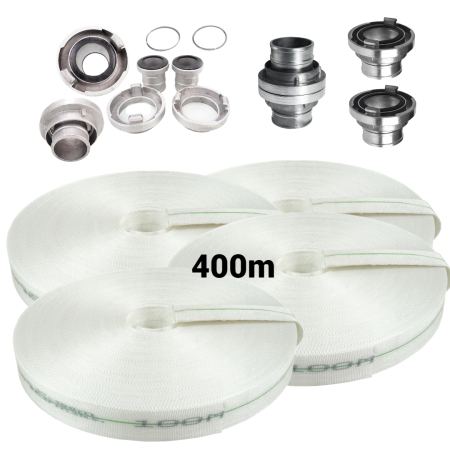 Scule pentru gradinarit - Furtun apa pompieri 400m 1 tol 8bar + racorduri conectori complet (V60127+(4))