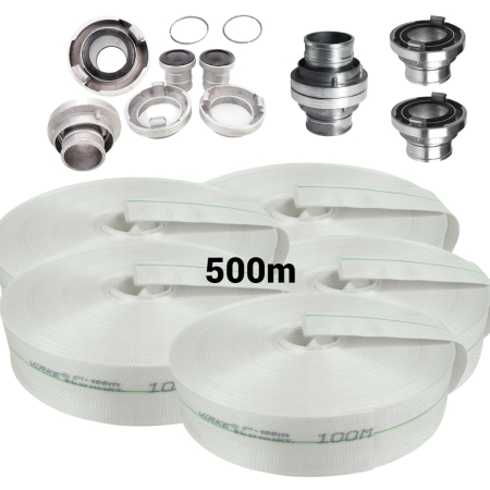 Pachete promotionale - Furtun apa pompieri 500m 2 tol 8bar + racorduri conectori complet (V60137+(5))