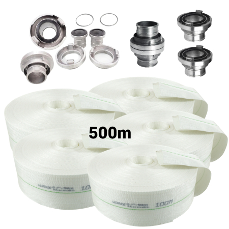 Pachete promotionale - Furtun apa pompieri 500m 3 tol 8bar + racorduri conectori complet (V60147+(5))