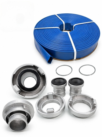 Scule pentru gradinarit - Furtun apa pompieri cauciucat 100m 2 tol cu set complet adaptoare si conectori (KD779+TA523)
