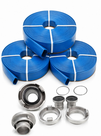 Scule pentru gradinarit - Furtun apa pompieri cauciucat 300m 2 tol cu set complet adaptoare si conectori (KD779+TA523)