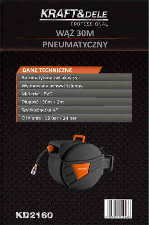 Furtun pneumatic 30m pe tambur automat cu suport rotativ (KD2160) [12]