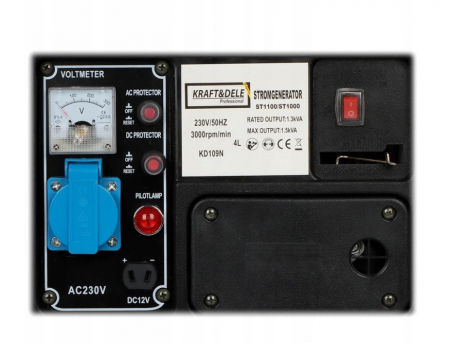 Resigilat-Generator curent 1.2kW 1200W 1x230V 1x12V motor benzina 2CP (KD109N) [15]