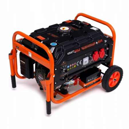 Generator curent 3.5kW 3500W 230V 12V motor benzina 7CP + pornire electrica la cheie + manere si roti (KD162) [4]
