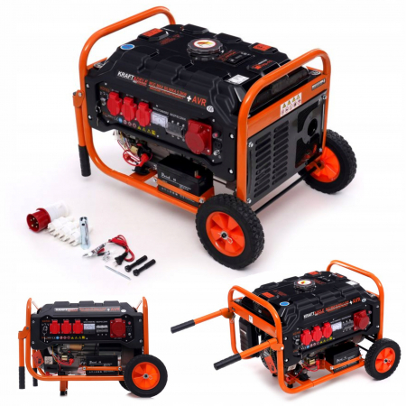 Generatoare si motoare - Resigilat-Generator curent 3.5kW 3500W 230V 380V 12V motor benzina 7CP + pornire electrica la cheie + manere si roti (KD163)
