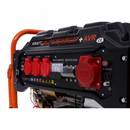 Resigilat-Generator curent 3.5kW 3500W 230V 380V 12V motor benzina 7CP + pornire electrica la cheie + manere si roti (KD163) [9]