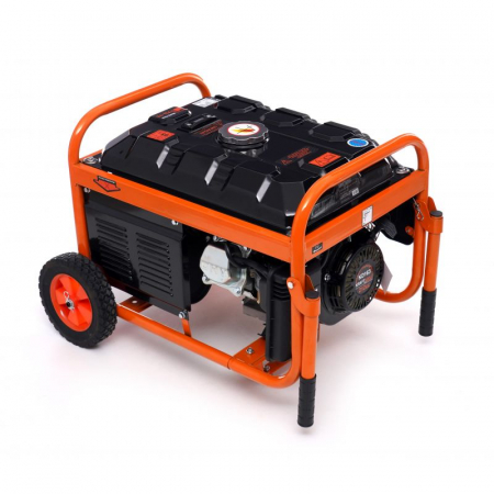 Resigilat-Generator curent 3.5kW 3500W 230V 380V 12V motor benzina 7CP + pornire electrica la cheie + manere si roti (KD163) [3]