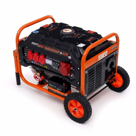 Resigilat-Generator curent 3.5kW 3500W 230V 380V 12V motor benzina 7CP + pornire electrica la cheie + manere si roti (KD163) [2]