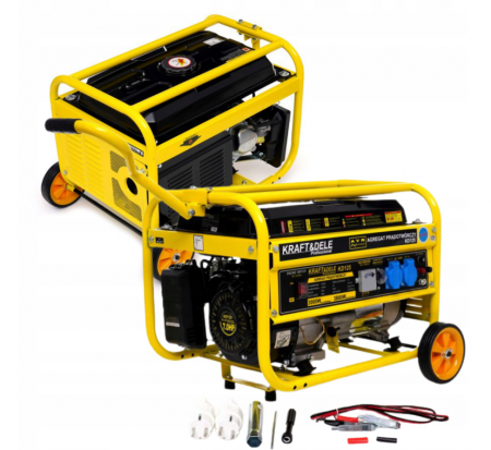 Generatoare / motoare benzina - Generator curent 3.8kW 3800W 230V 12V + manere si roti motor benzina 7CP (KD125)