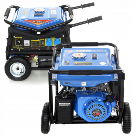 Generatoare si motoare - Generator curent 3kW 3000W 230V 12V + pornire electrica la cheie + manere si roti motor benzina 7CP (KD144)