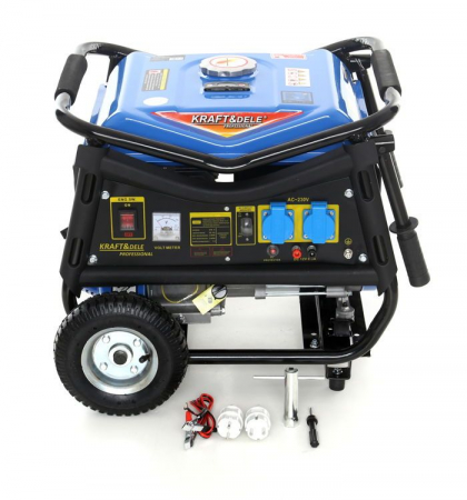 Generatoare / motoare benzina - Generator curent 3kW 3000W 2x230V 12V+manere si roti, motor benzina 7CP (KD142)