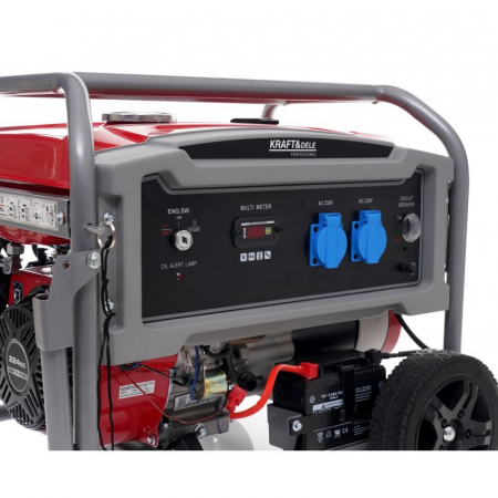 Generator curent 4.6kW 4600W 230V 12V + pornire electrica la cheie + manere si roti motor benzina (KD633) [3]