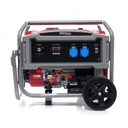 Generator curent 4.6kW 4600W 230V 12V + pornire electrica la cheie + manere si roti motor benzina (KD633) [1]