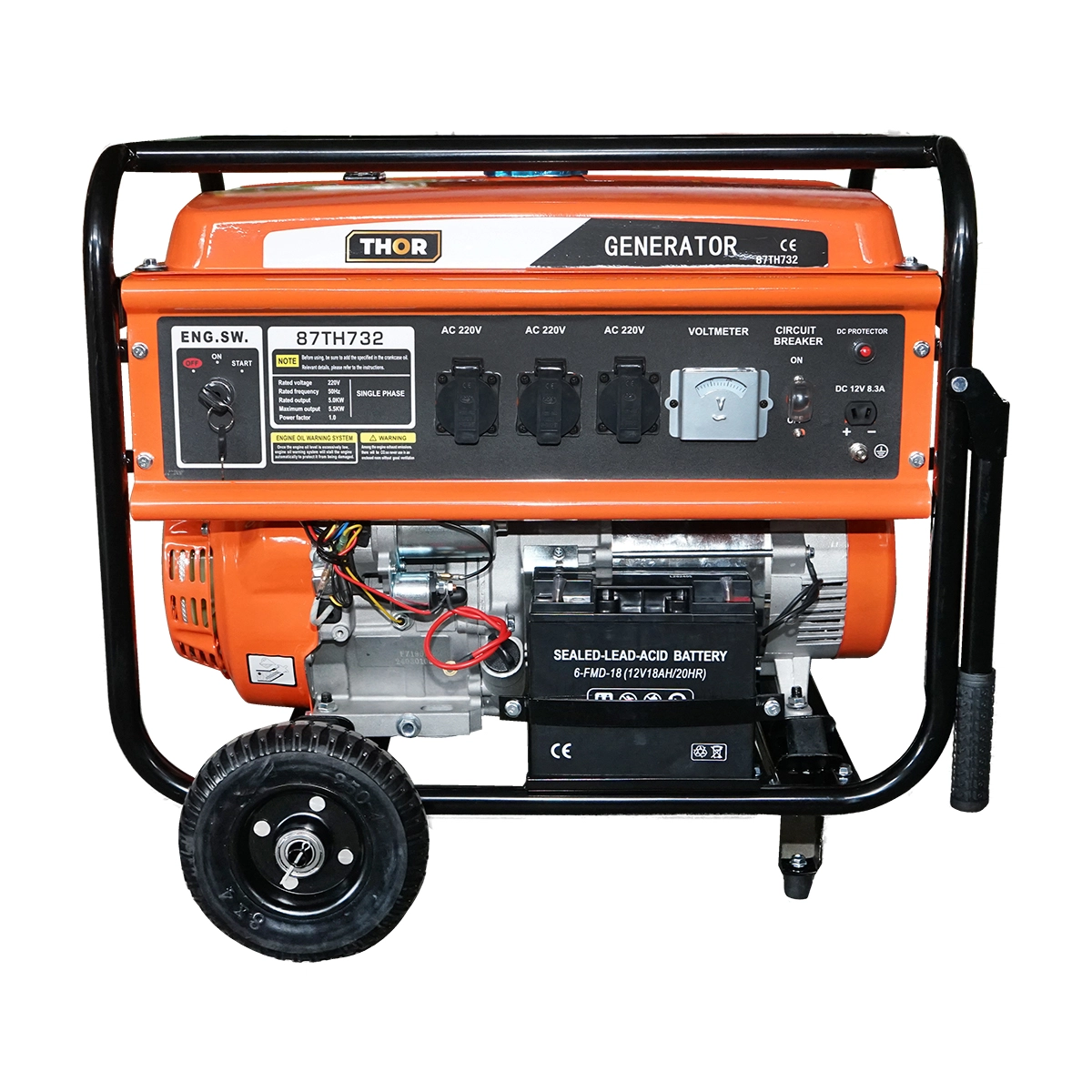 Generatoare / motoare benzina - Generator curent 5.5kW 5500W 220V 12V  15CP pornire electrica si manuala DISDT45 (87TH732)