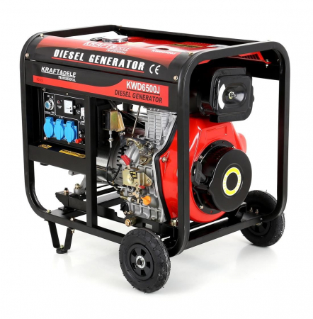 Generator curent 6.5kW 6500W 230V 12V+pornire la cheie+roti si maner motor diesel 10CP (KD122-) [4]