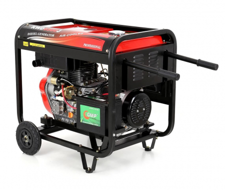 Generator curent 6.5kW 6500W 230V 12V+pornire la cheie+roti si maner motor diesel 10CP (KD122-) [1]