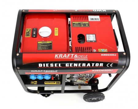 Generator curent 6.5kW 6500W 230V 12V+pornire la cheie+roti si maner motor diesel 10CP (KD122-) [8]