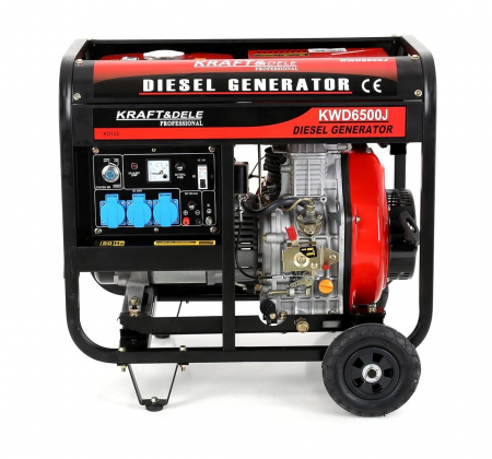 Generator curent 6.5kW 6500W 230V 12V+pornire la cheie+roti si maner motor diesel 10CP (KD122-) [3]