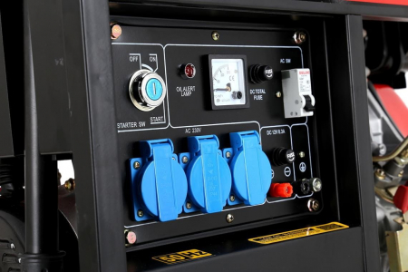 Generator curent 6.5kW 6500W 230V 12V+pornire la cheie+roti si maner motor diesel 10CP (KD122-) [6]