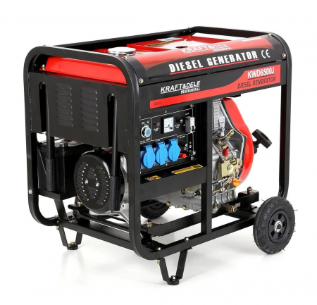 Generator curent 6.5kW 6500W 230V 12V+pornire la cheie+roti si maner motor diesel 10CP (KD122-) [2]