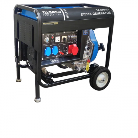 Generatoare / motoare benzina - Generator curent 6.8kW 6800W 230v-380V +pornire electrica motor diesel motorina 15 CP (TA6800D)