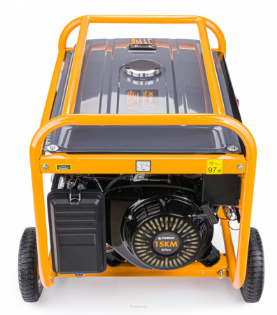 Generator curent 7.5kW 7500W 230V 380V 12V + pornire electrica la cheie + manere si roti motor benzina 15CP (PM1142) [1]