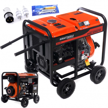Generatoare / motoare benzina - Generator curent 7.5kW 7500W 230V12V+pornire electrica la cheie motor diesel motorina 7.5CP (KD168)