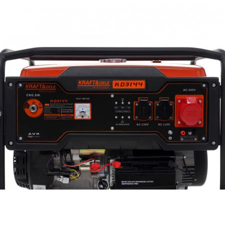 Generator curent 7kW 7000W 230V 380V 12V + pornire electrica la cheie + manere si roti motor benzina 15CP (KD3144) [9]