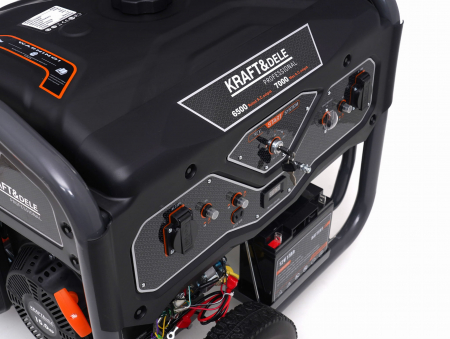 Generator curent 7kW 7000W 2x230V12V+pornire electrica la cheie+roti si maner motor benzina 15CP (KD696) [4]