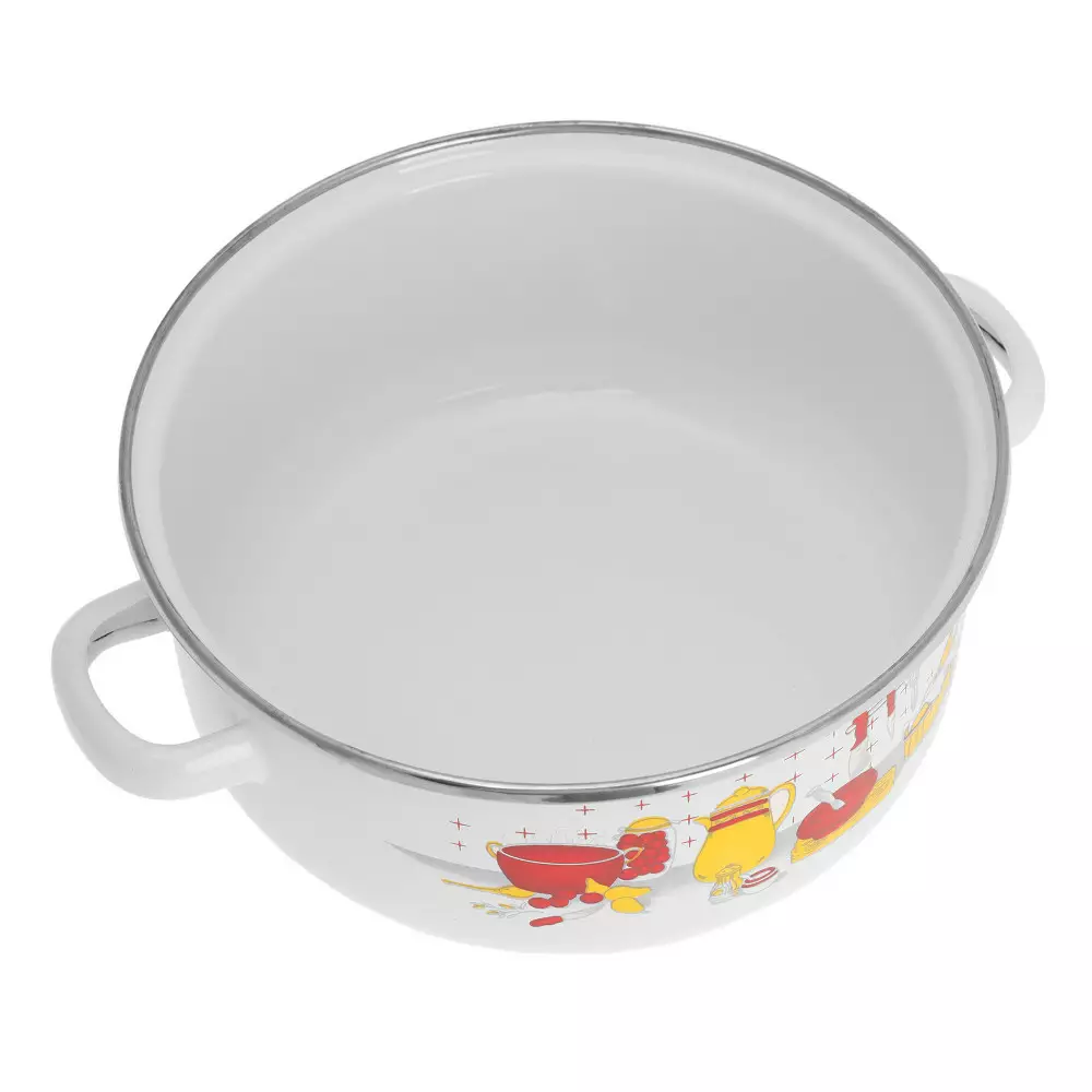 Set de oale emailate cu capace, 5oale si 5 capace, model floral alb (KB-7169) [3]