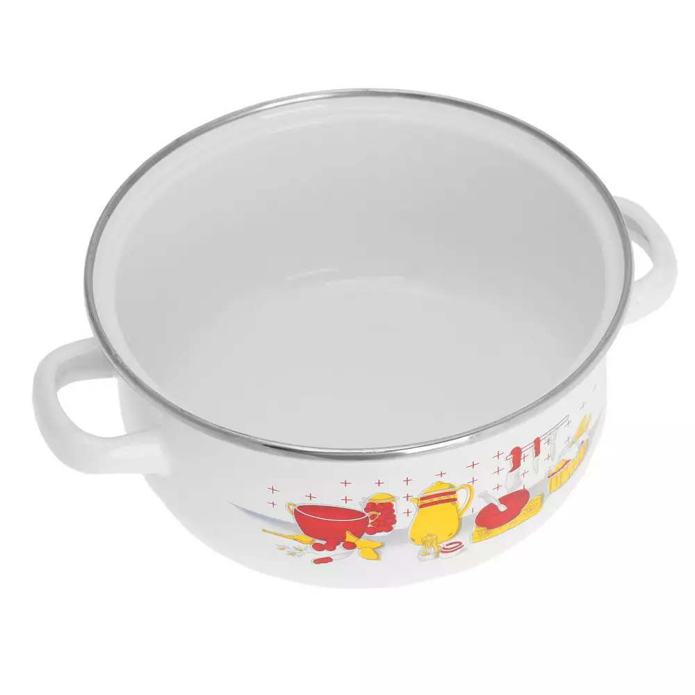 Set de oale emailate cu capace, 5oale si 5 capace, model floral alb (KB-7169) [5]