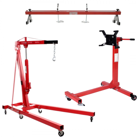 Girafa macara hidraulica scos motor 2 T + suport rotativ pentru motoare auto 450 kg + traversa suport manual motor 0.5 T (KD320+KD324+KD1361) [0]