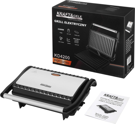 Gratare - Gratar electric 2200W cu placi antiaderente si carcasa inox pentru sandvisuri si carne (KD4200)