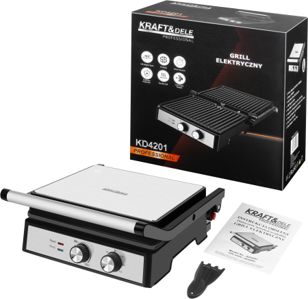 Gratare - Gratar electric 2400W cu placi antiaderente deschidere 180° si tava colectare grasime (KD4201)