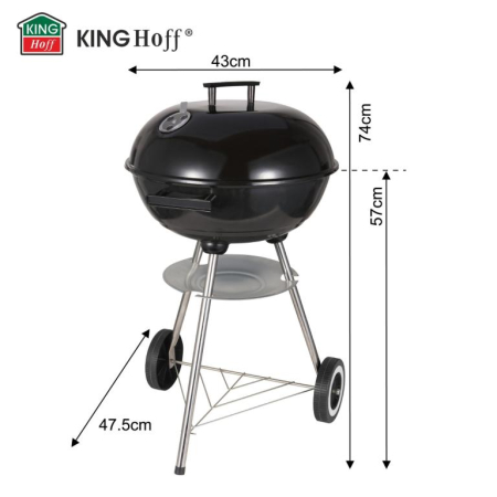 Gratar pe carbuni cu capac si roti, gratar Ø41 cm (KH-2033) [7]