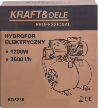 Hidrofor apa 24L 1200W inaltime 50m adancime 8m 3600L/h 60L/min (KD5230) [8]