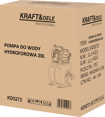Hidrofor pompa apa cu vas expansiune 20L 1200W debit 3400 l h pentru irigatii gradina (KD5272) [2]