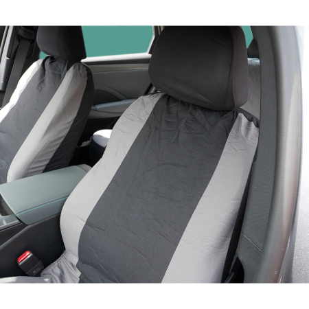 Huse auto universale pentru scaune, 8 piese, gri-negru, material textil (DISVF48) [4]