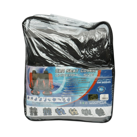 Huse auto universale pentru scaune, 8 piese, gri-negru, material textil (DISVF48) [9]