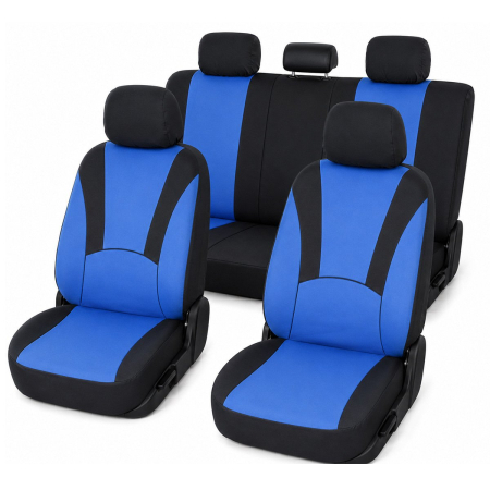 Altele - Huse scaune auto universale 8 piese, albastru-negru, material textil (DISVF53)