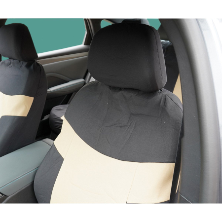Huse scaune auto universale 8 piese, crem-negru, material textil (DISVF49) [4]