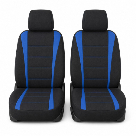 Huse scaune auto universale 8 piese, negru-albastru, material textil (DISVF51) [1]