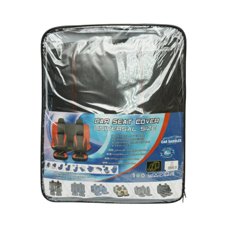 Huse scaune auto universale 8 piese, negru-rosu, piele ecologica (DISVF50) [9]
