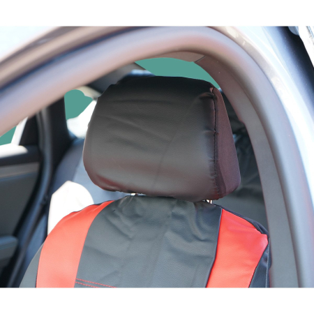 Huse scaune auto universale 8 piese, negru-rosu, piele ecologica (DISVF50) [4]